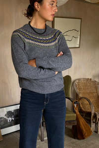 Greca Jaquard Wool Sweater Grey