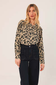 Mao Collar Blouse Beige