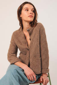 Indi Cold: Crochet Jacket Caramel Wool Alpaca