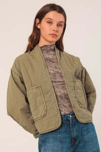 Indi Cold: Indi & Cold Quilted Kimono Jacket Military