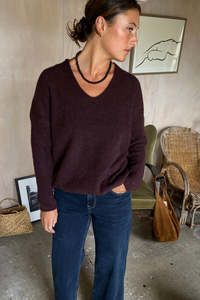 Thora V-Neck Knit Fudge