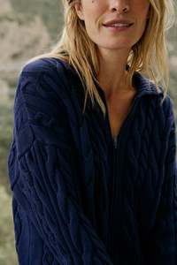 Indi Cold: Cotton Cable Knit Marine