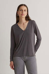 Y E R S E: T-Shirt Baggy V-Neck Plomo