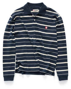 Stripe LS Polo Navy Natural