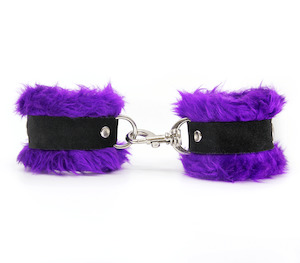 Love In Leather Purple Fluffy Cuffs