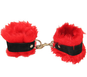 Love in Leather RED SOFT FLEECE CUFFS
