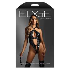 Edge Fantasy Lingerie Crotchless Teddy With Flogger S/M