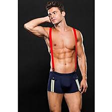 Mens Thongs: ENVY Fireman Trunk & Suspenders L/XL