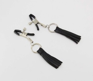 Love In Leather Nipple Clamps With Tassels