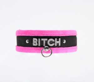 Collars: Love In Leather Soft Pink "Bitch" Collar