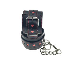 Berlin Baby Handcuffs Black with Red Metallic hearts