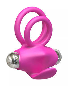 New: Amore Pillow Talk Vibrating Cock Ring - Pink/Purple