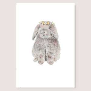 Rabbit Prints: Wreath Bunny Print