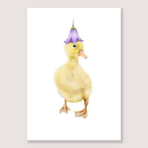 Unframed: Duckling with Flower Hat Print
