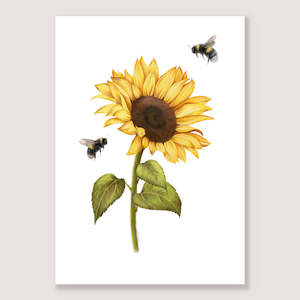 Unframed: Sunflower and Bees Print