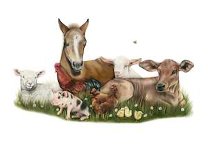Original Coloured Pencil Art: Original 'Farm Friends'