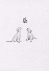 Mini one-off original 'Puppies and Butterfly'