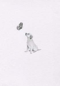 Mini one-off original 'Puppy and Butterfly'