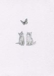 Mini one-off original 'Kittens and Butterfly'