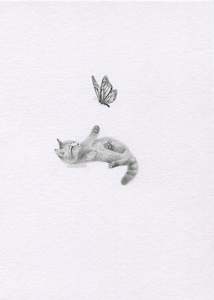 Mini one-off original 'Kitten with Butterfly 3'