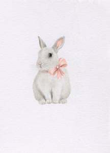 Mini one-off original 'Bunny with Pink Bow'