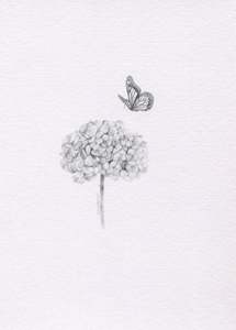 Mini one-off original 'Hydrangea and Butterfly'