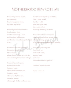 Motherhood Rewrote Me -  8x10 Digital Download Printable Poem