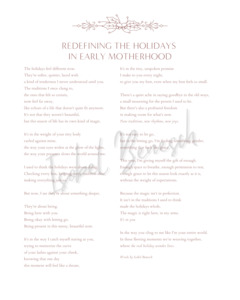 Redefining the Holidays in Early Motherhood: Printable Poem (8x10)