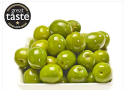 Italian Favourites: Giant Nocellara Sicilian olives mini bucket in brine 1KG (drained weight 500g)