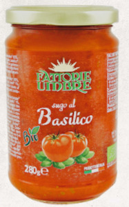 Tomatoes Tinned Sauces: Fattorie Umbre Organic Tomato & basil sauce 280 g