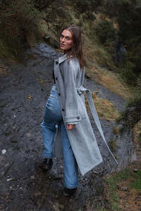 Frontpage: Elgin Wool Trench Coat - Grey Marle