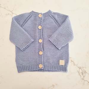 Top: Autumn Cardigan 6 Months Blue Fog Merino