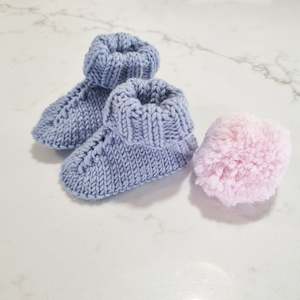 Booties/Socks/Mittens: Raya booties 3m Merino Blue Fog