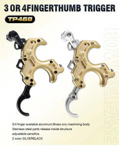 Compound Release Aid: TOPOINT - 3 OR 4 FINGER THUMB TRIGGERBLACK/BRASS-TP468