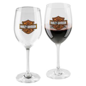 Genuine Harley Davidson Glassware: hdx-98708 HARLEY Core Bar & Shield Logo Wine Glass Set - 19 oz hdx-98708