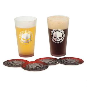 Genuine Harley Davidson Glassware: hdl-18763 Harley  SKULL  PINT GLASS SET HDL-18763 hdl-18763