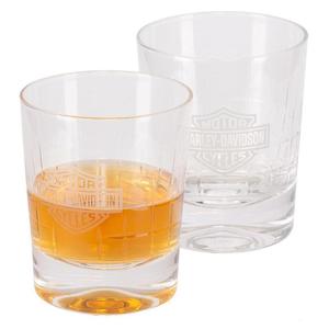 Genuine Harley Davidson Glassware: hdl-18817 HARLEY® Crystal Double Old Fashion Set, Frosted Logos, Set of Two 12 oz hdl-18817