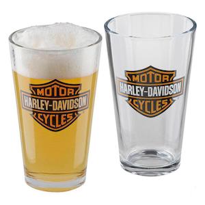 Genuine Harley Davidson Glassware: hdx-98706 HARLEY Core Bar & Shield Logo Pint Glass Set - 16 oz hdx-98706