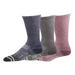 Womens Harley Boots And Footwear: d89233070-990 HARLEY Womens Random Feed Crew Riding Socks - 3 Pack D89233070-990 d89233070-990
