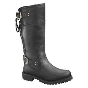 Womens Harley Boots And Footwear: Harley wo-d85167 Harley Women's Alexa Back Lace Black Leather Motorcycle Boots D85167