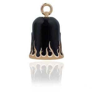 srb0013 RIDE BELL BLACK W GOLD FLAMES srb0013