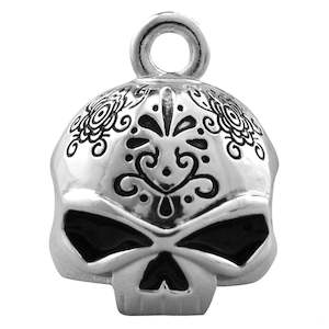 Harley Ride Bells 1: hrb041 HARLEY   Day Of The Dead Silver Ride Bell HRB041