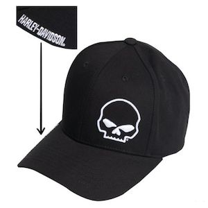 Mens And Womens Hats And Caps: brvc0021 HARLEY   Mens Crooked Baseball Cap   Willie G    Skull Graphic - BRVC0021