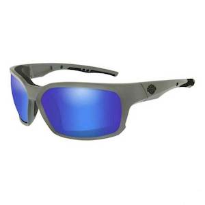 hdcgs12 HARLEY Mens COGS Sunglasses Blue Mirror Lenses & Matte Gray Frames hdcgs12