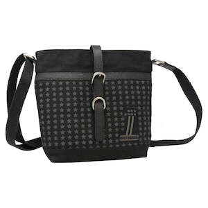 Harley Womens Denim: wdd7365-black Harley Women's Uno Stars Distressed Cotton Denim Crossbody Purse- Black wdd7365-black