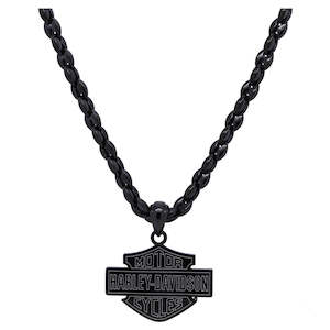 Harley Mens Rings: hsn0043 Harley MOD NECKLACE BLACK STEEL  BAR AND SHIELD  HSN0043-22
