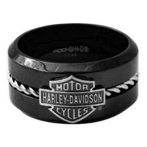 Harley Mens Rings: hsr0070 Harley MOD SILVER STEEL WIRE BAND RING HSR0070-08