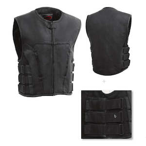 S W A T Vests: Harley SWAT VEST COMMANDO LEATHER BLACK FM001
