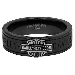 Harley Davidson Jewellery 2: hsr0050 Harley-Davidson Mens Stainless Steel B&S Off-Road Thinner Band Ring HSR0050