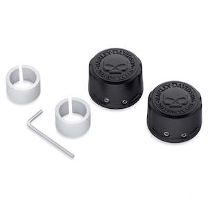43000096 Harley Willie G Skull Front Axle Nut Covers 43000096